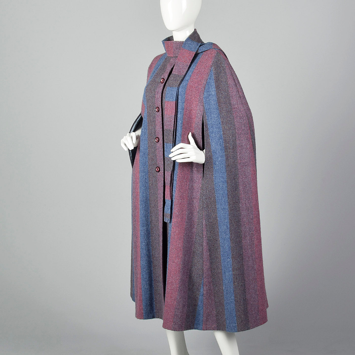 1970s Wool Cape with Attached Scarf