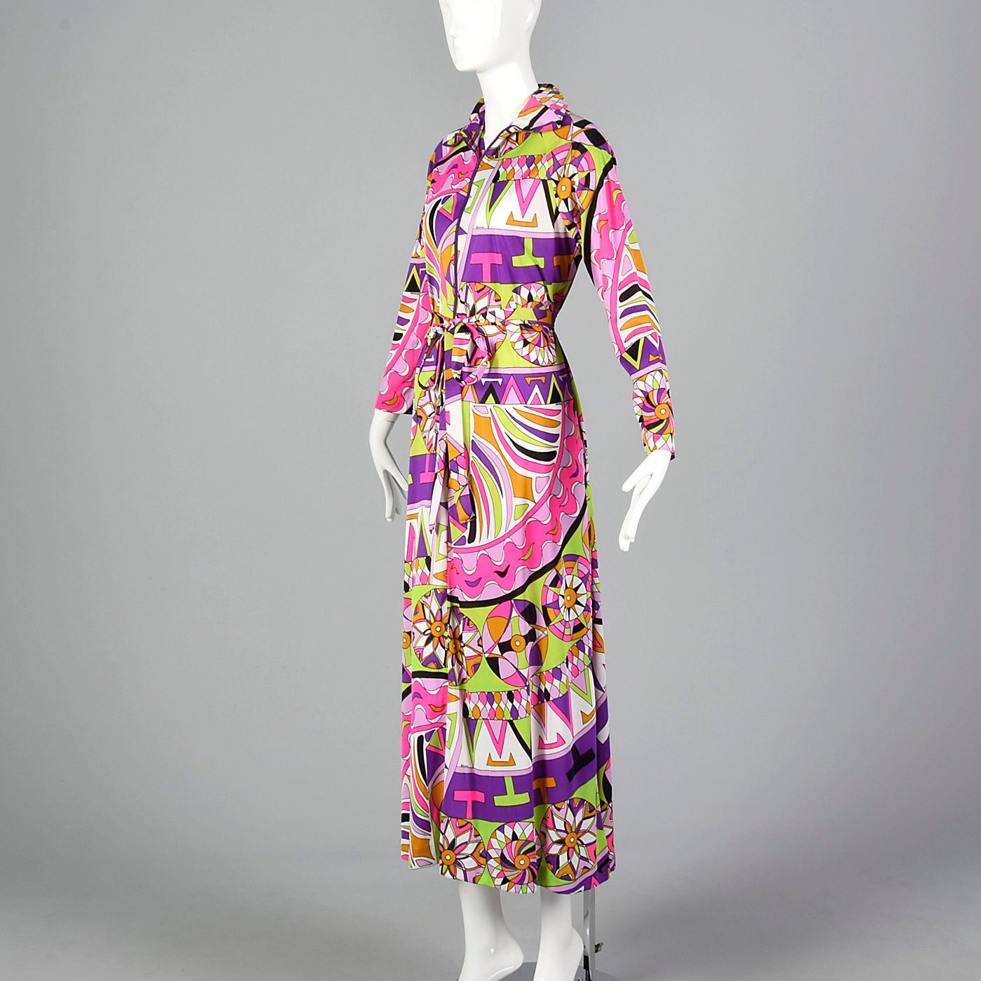 1970s Saks Fifth Avenue Nylon Lounge Dress with Zip Front