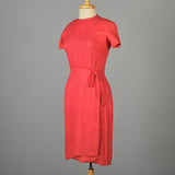 1960s Pink Cocktail Dress with Faux Wrap Skirt