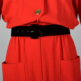 1980s Valentino Boutique Red Dress with Black Trim