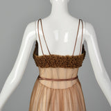 1950s Beige Nightgown with Ruffle Bust