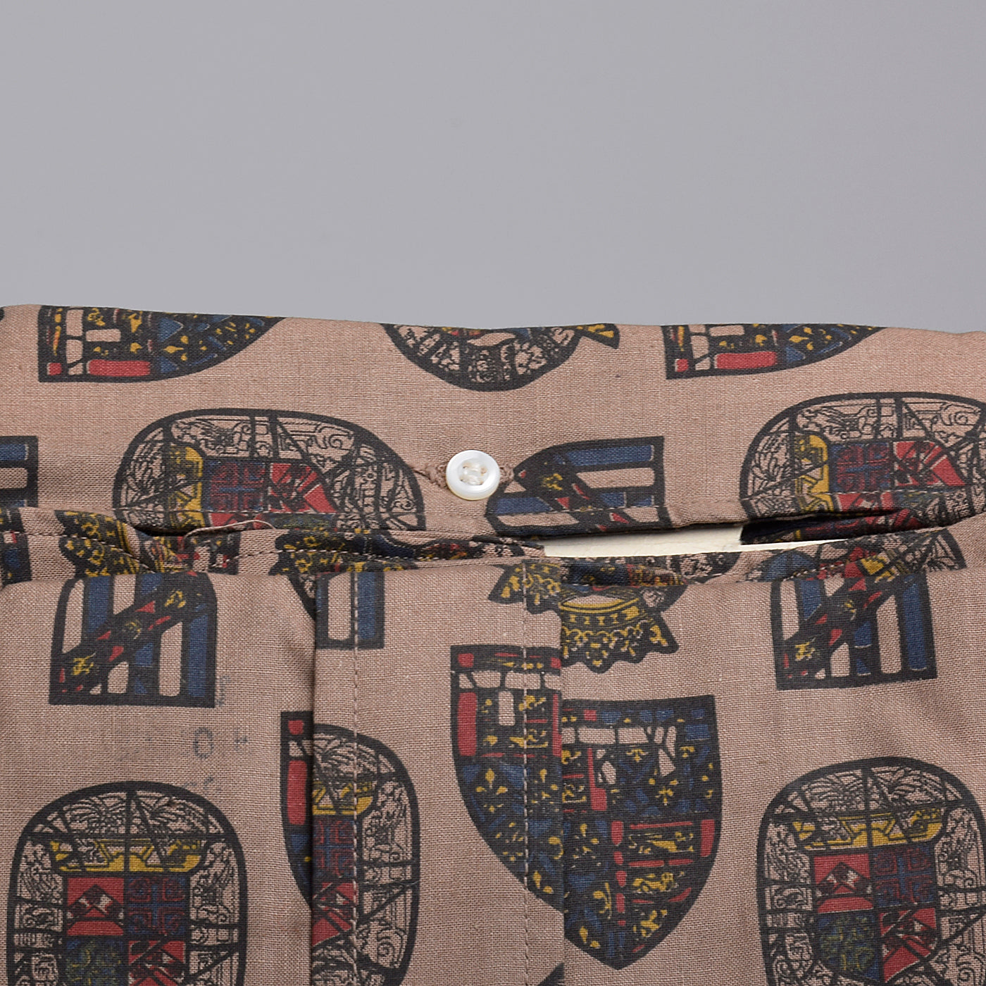 1950s Mens Deadstock Shirt with Novelty Stained Glass Print