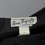 1950s Anne Fogarty Black Half Slip with Interior Lace Hem