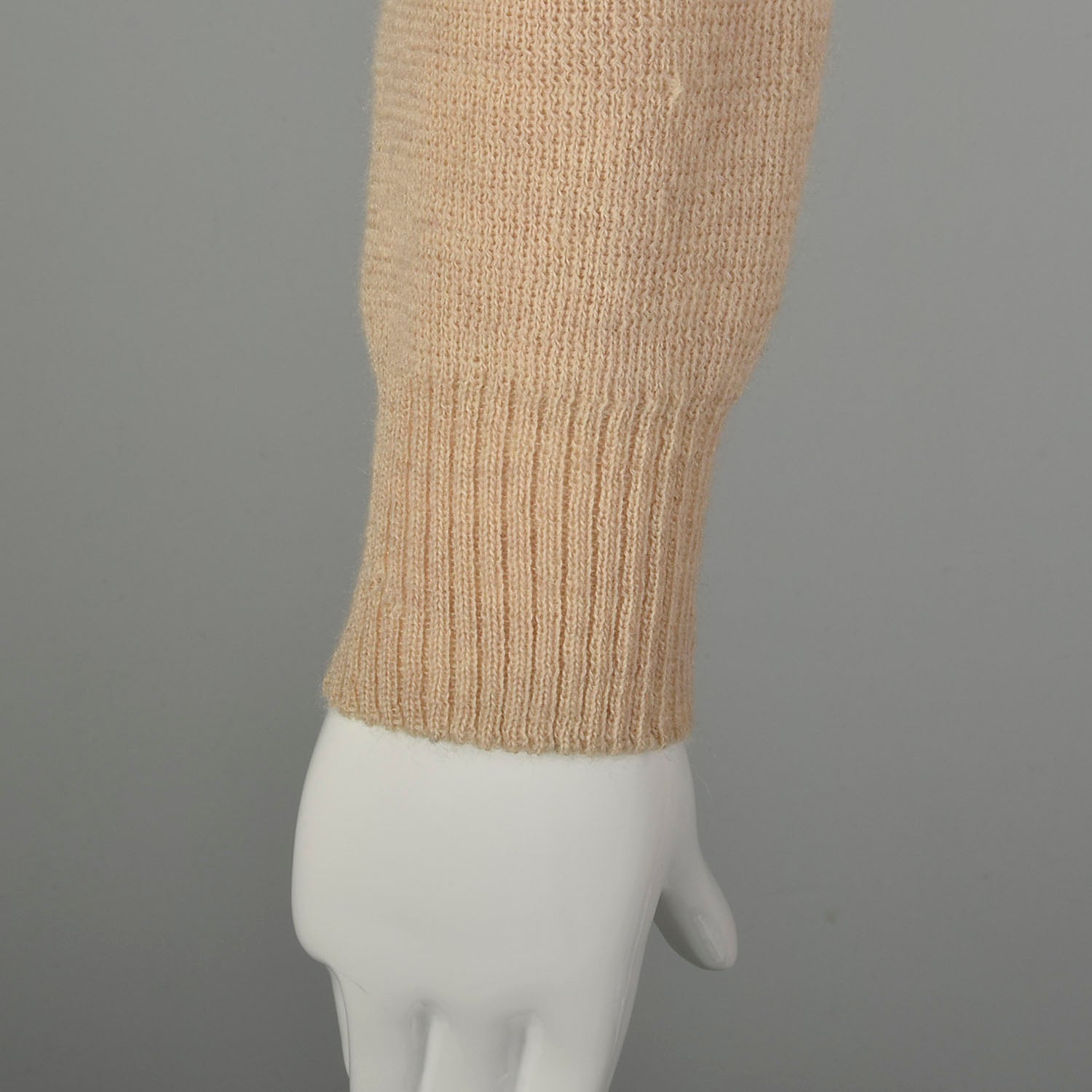XXS 1970s Minimalist Knit Dress Corded Detail Long Sleeves