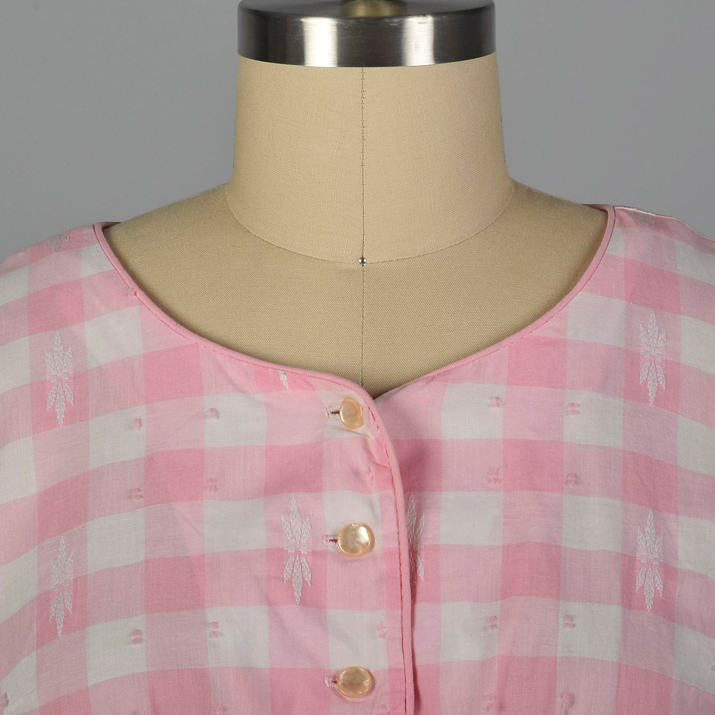 1950s Pink Gingham Pencil Dress