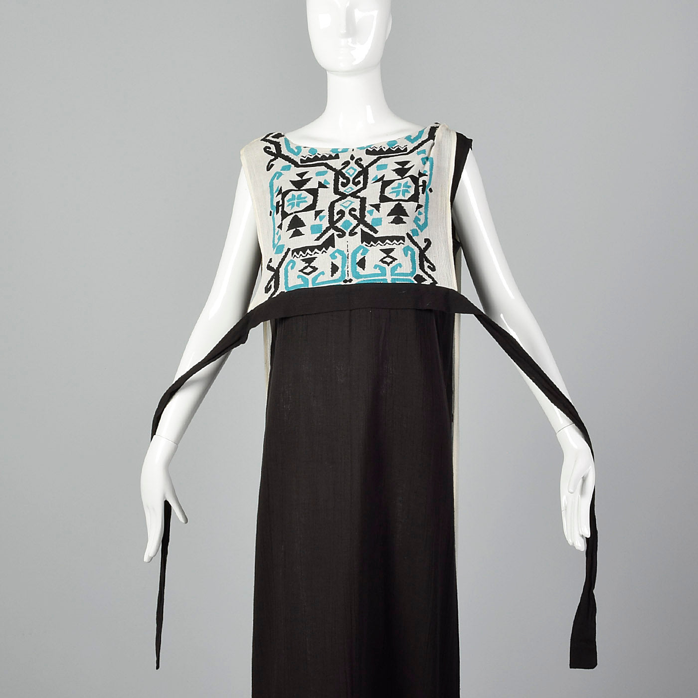 1970s Black Gauze Dress with Back Panel