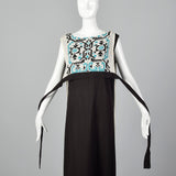 1970s Black Gauze Dress with Back Panel