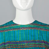 1950s Teal Print Dress