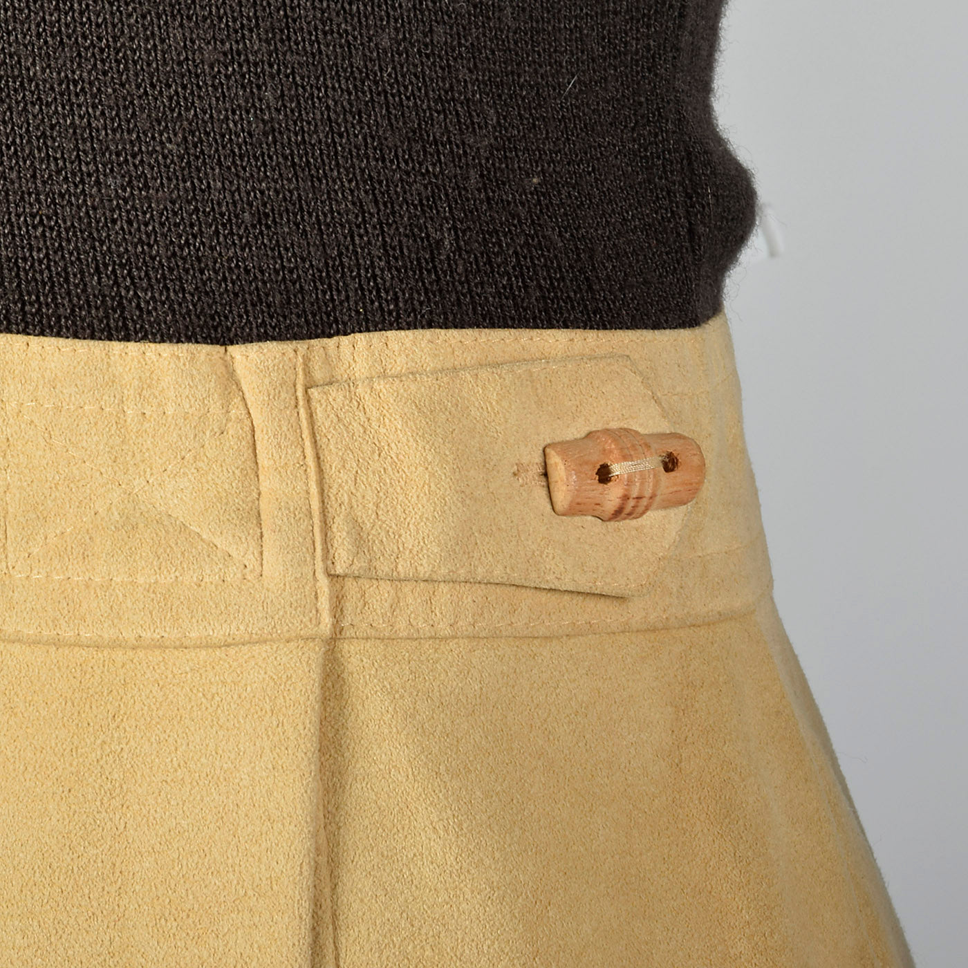 1970s Brown Knit and Leather Dress