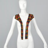 1930s Green Dress with Colorful Plaid Trim