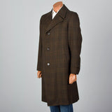1970s Mens Brown Plaid Coat