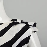 Small 1960s L'Aiglon Dress Black and White Striped Op Art Blouson Sleeveless Summer