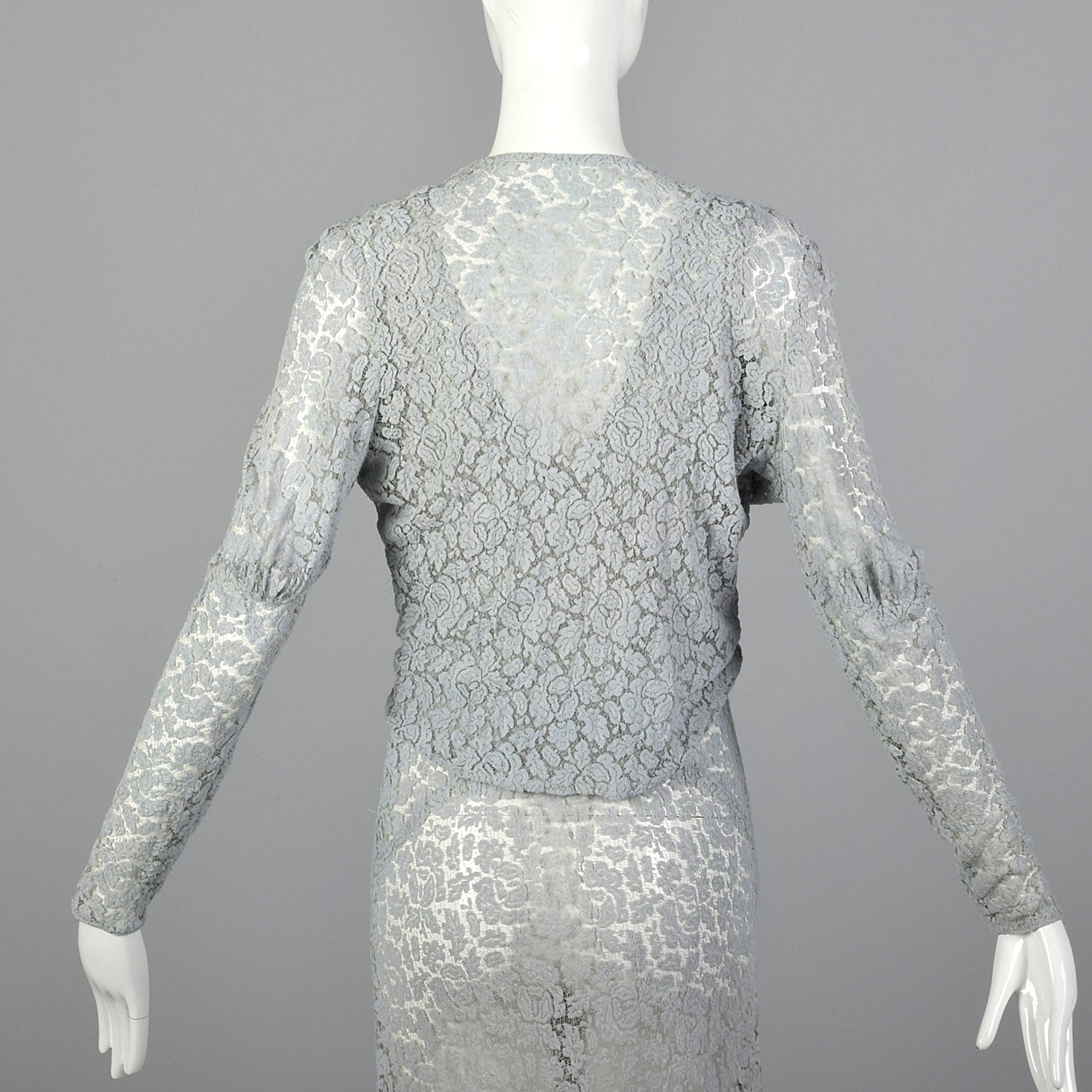 Small 1930s Blue Lace Dress and Jacket Set Style & Salvage Small 1930s Blue Lace Dress and Jacket Set Style & Salvage