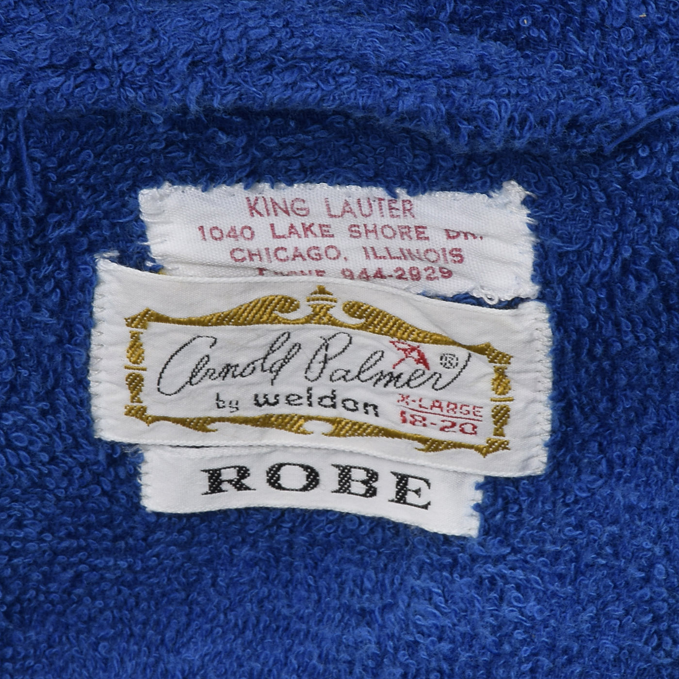 1960s Mens Blue Terry Cloth Robe