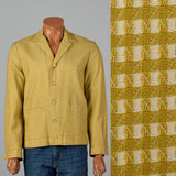 1950s Mens Gold and Cream Textured Check Jacket