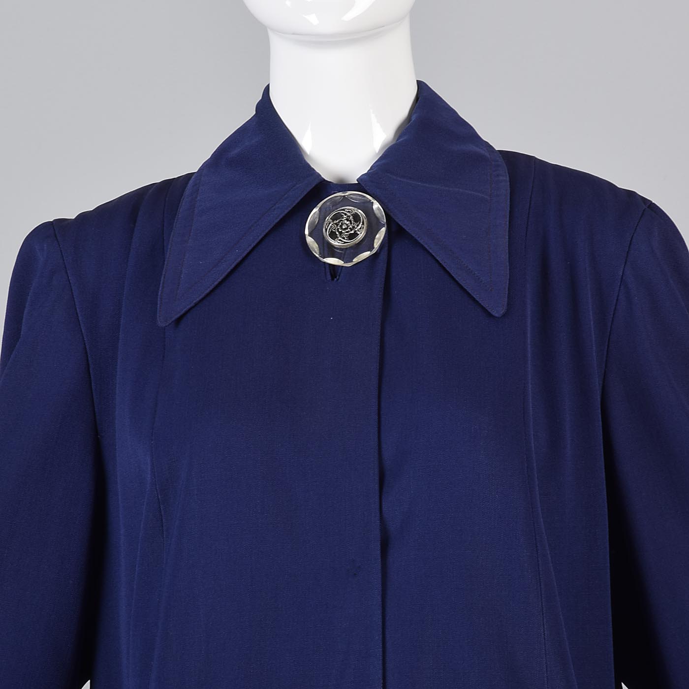 1940s Navy Coat with Lucite Button