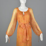1970s Treacy Lowe Bohemian Silk Maxi Dress