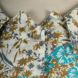 1950s Floral Print Day Dress with Elegant Neckline