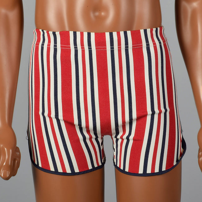 1960s Mens Swim Trunks in Red White & Blue