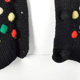 1960s Black Sweater with Multicolored Pom Poms