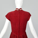 1940s Burgundy Velvet Evening Dress