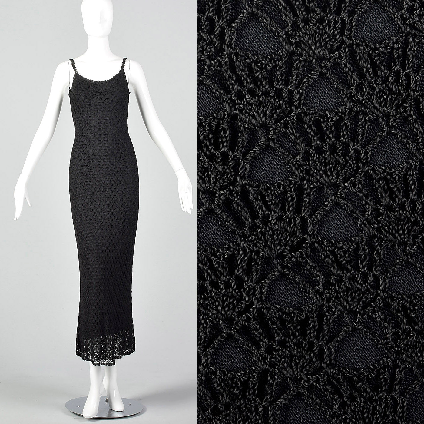1990s Cache Black Crochet Dress