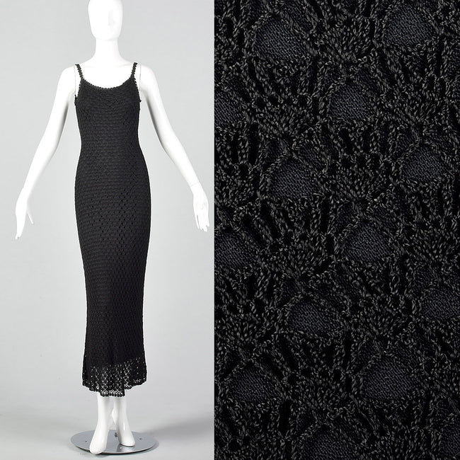 1990s Cache Black Crochet Dress