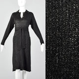 Large 1970s Black Lurex Knit Dress