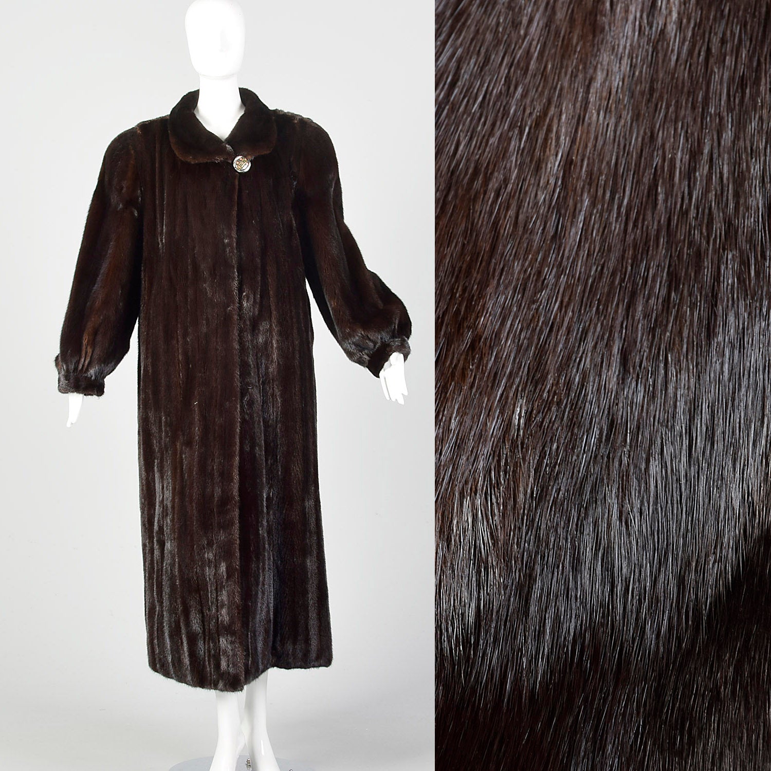 FULL LENGTH LIGHT BROWN MINK FUR COAT - Size Large