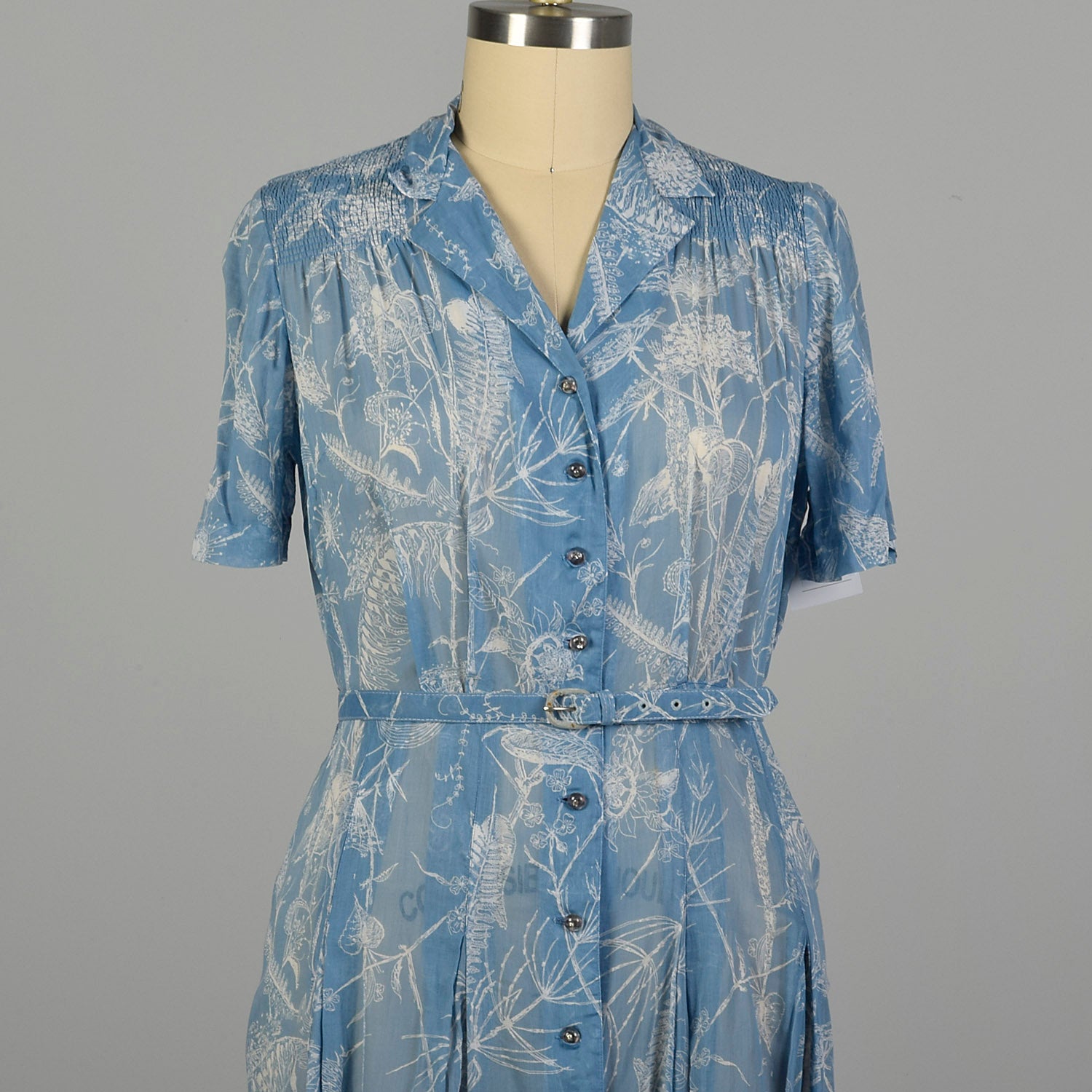 XXL 1950s Day Dress Semi-Sheer Casual Lightweight Volup Novelty Print