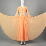 Large Nat Kaplan 1970s Chiffon and Lace Gown