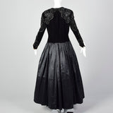 Large Escada Couture 1980s Black Beaded Velvet Gown