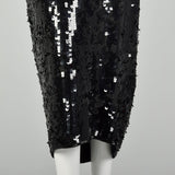 Large Black Sequin Sweater Dress Formal Evening Cocktail Modest Long Sleeve