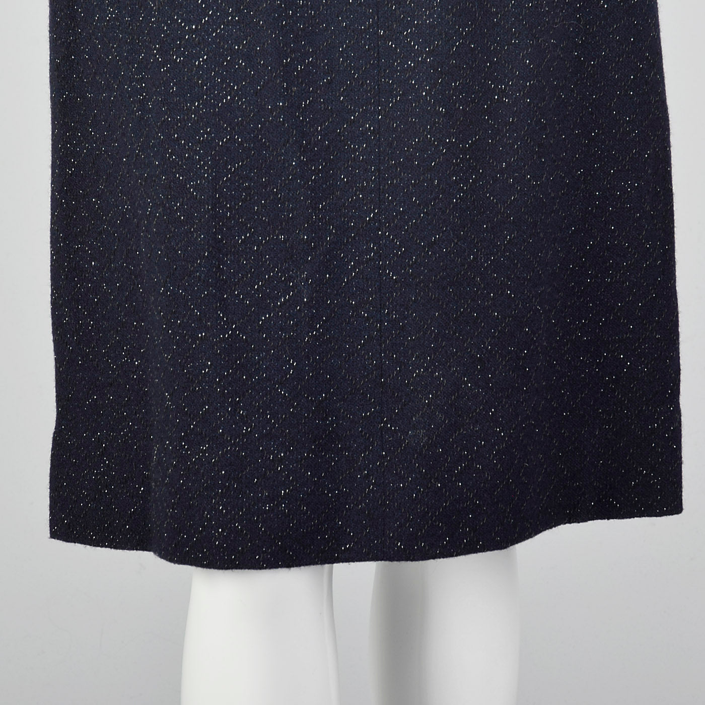 1950s Navy Blue Dress with Silver Glitter Textile