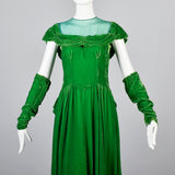 1940s Emerald Green Velvet Dress