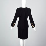 1980s Givenchy Nouvelle Boutique Black Velvet Skirt Suit