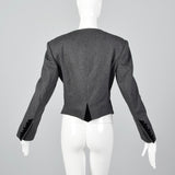 1980s Louis Feraud Gray Jacket with Geometric Velvet Appliques