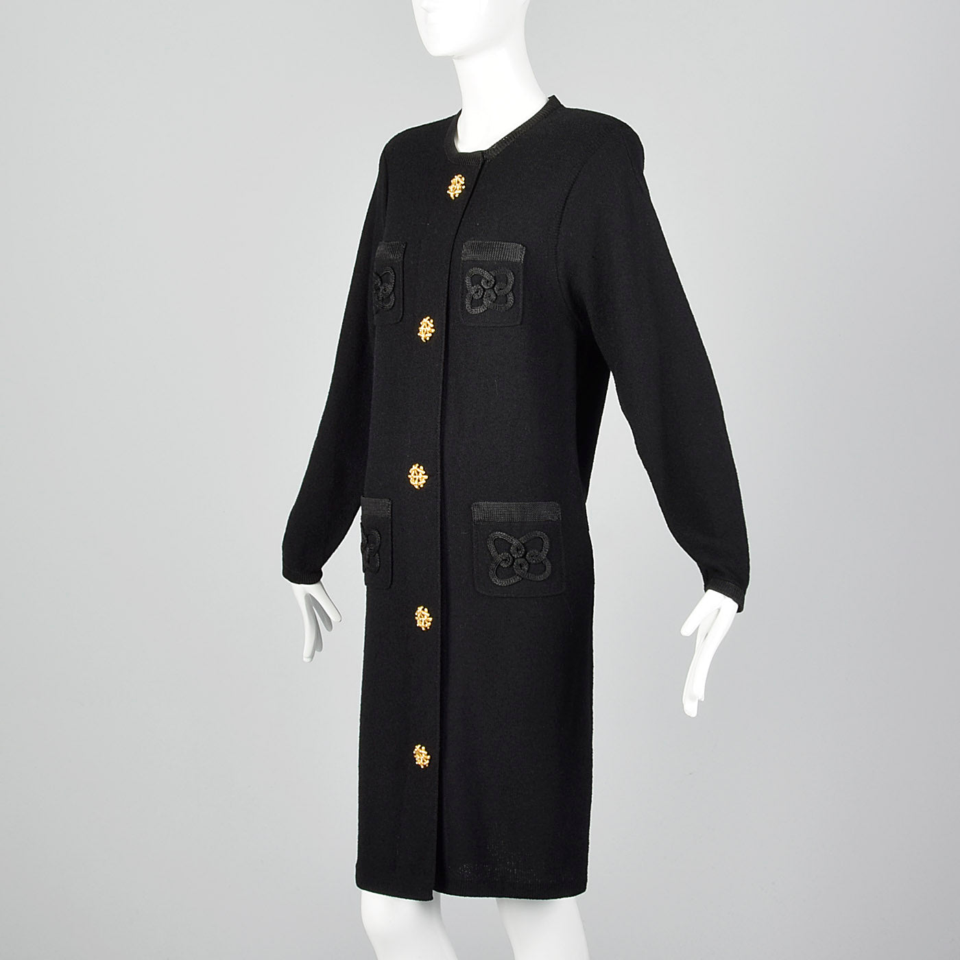 1980s Steve Fabrikant Black Sweater Dress