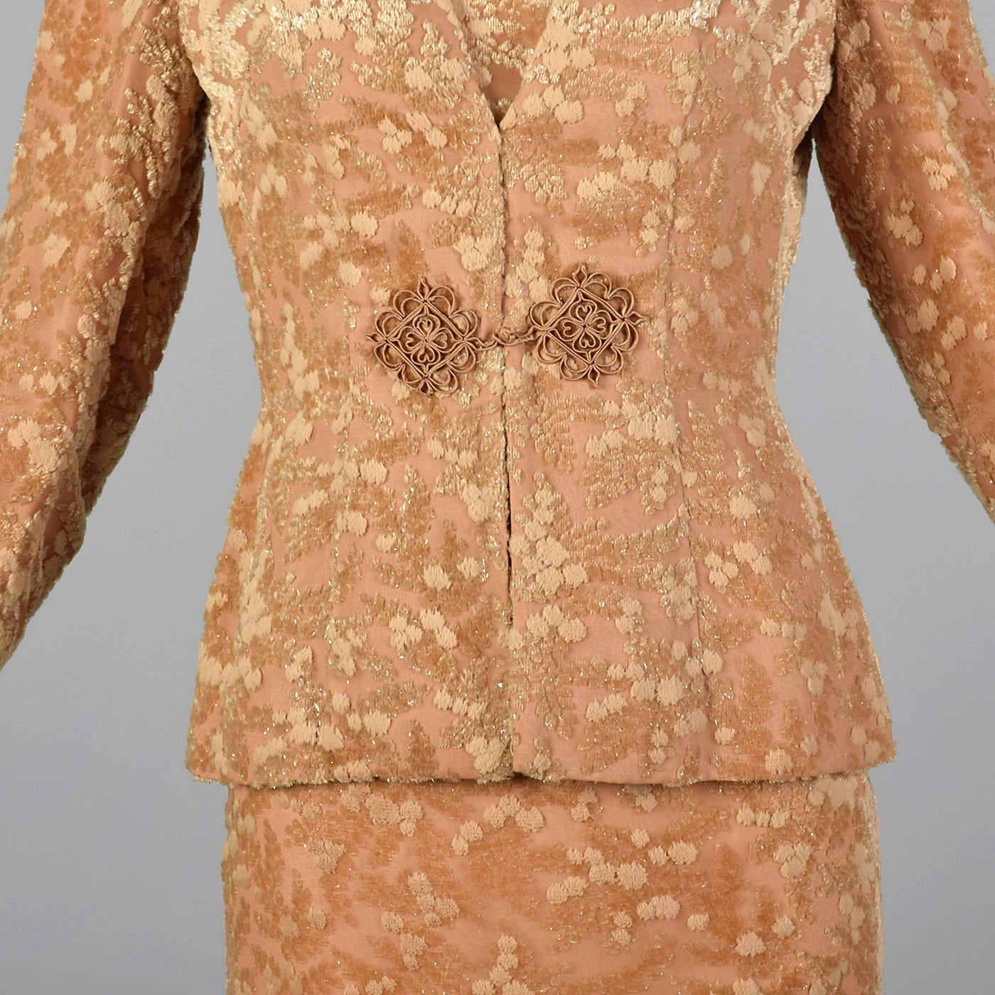 1960s Burnout Silk Velvet Dress Set