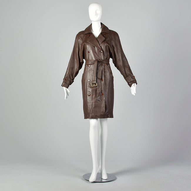 Medium North Beach Leather 1980s Brown Leather Coat