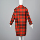 1950s Pendleton Bright Red Tartan Plaid Coat