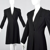 1940s Black Striped Wrap Coat