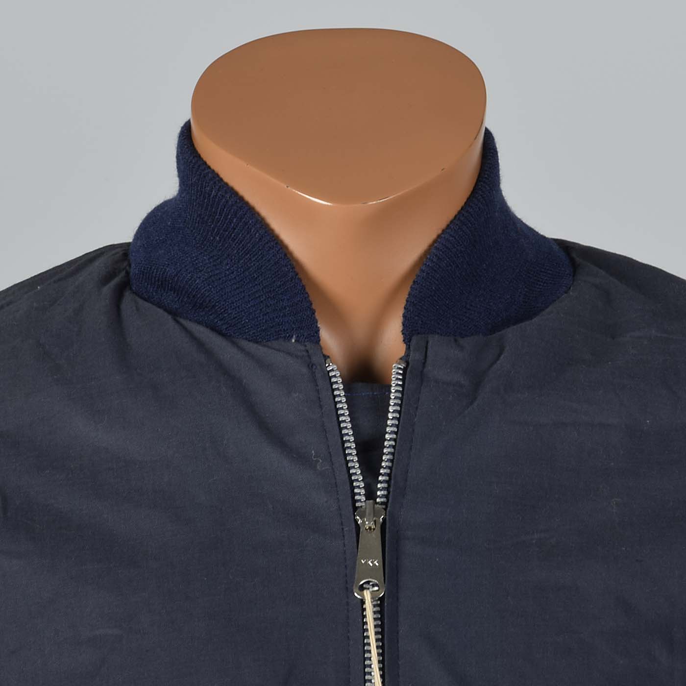 Large -XL 1960s Navy Blue Bomber Jacket