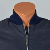 Large -XL 1960s Navy Blue Bomber Jacket