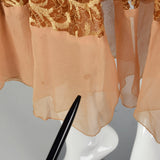 1930s Golden Brown Lace Dress with Chiffon Hem