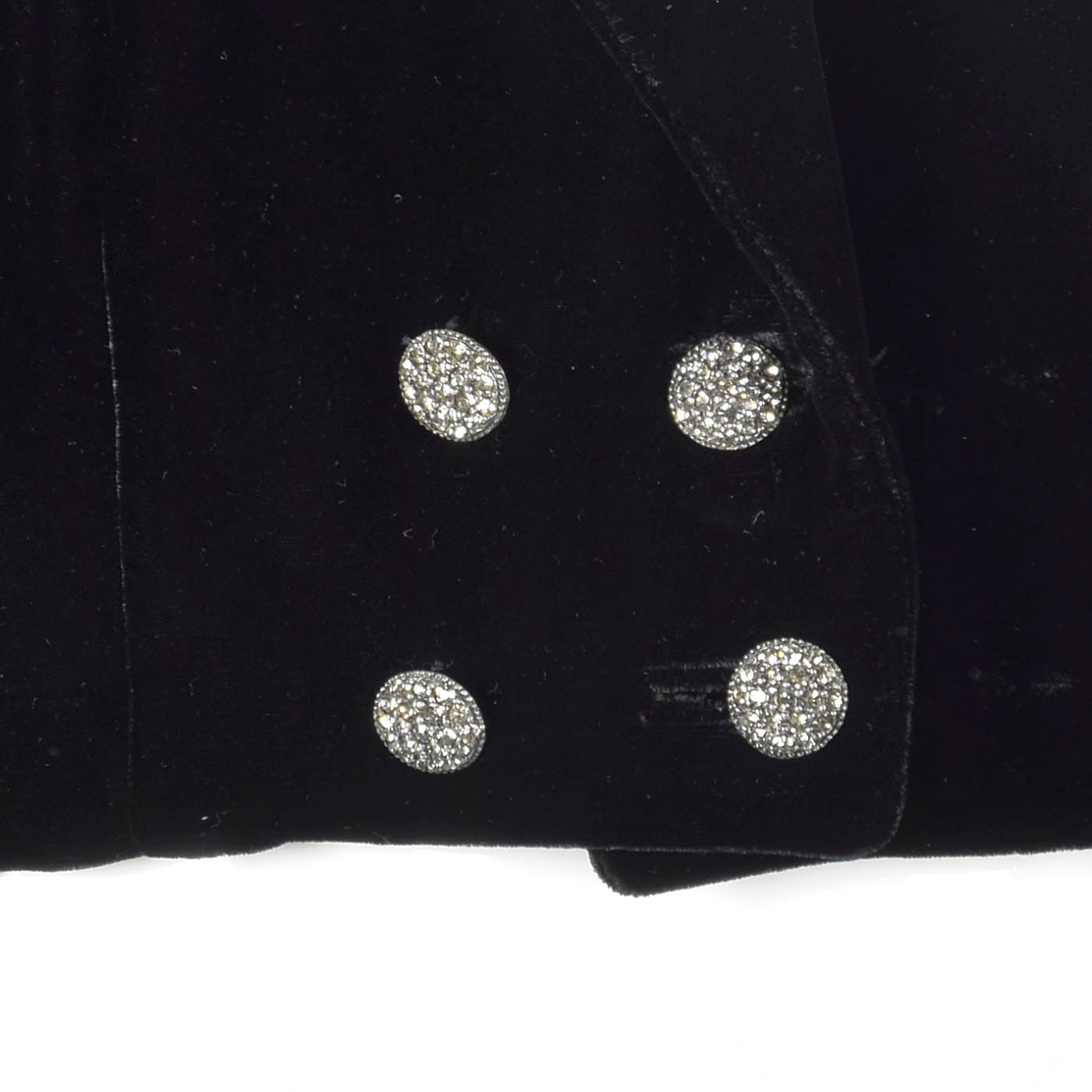 1970s Black Velvet Bolero with Rhinestone Buttons
