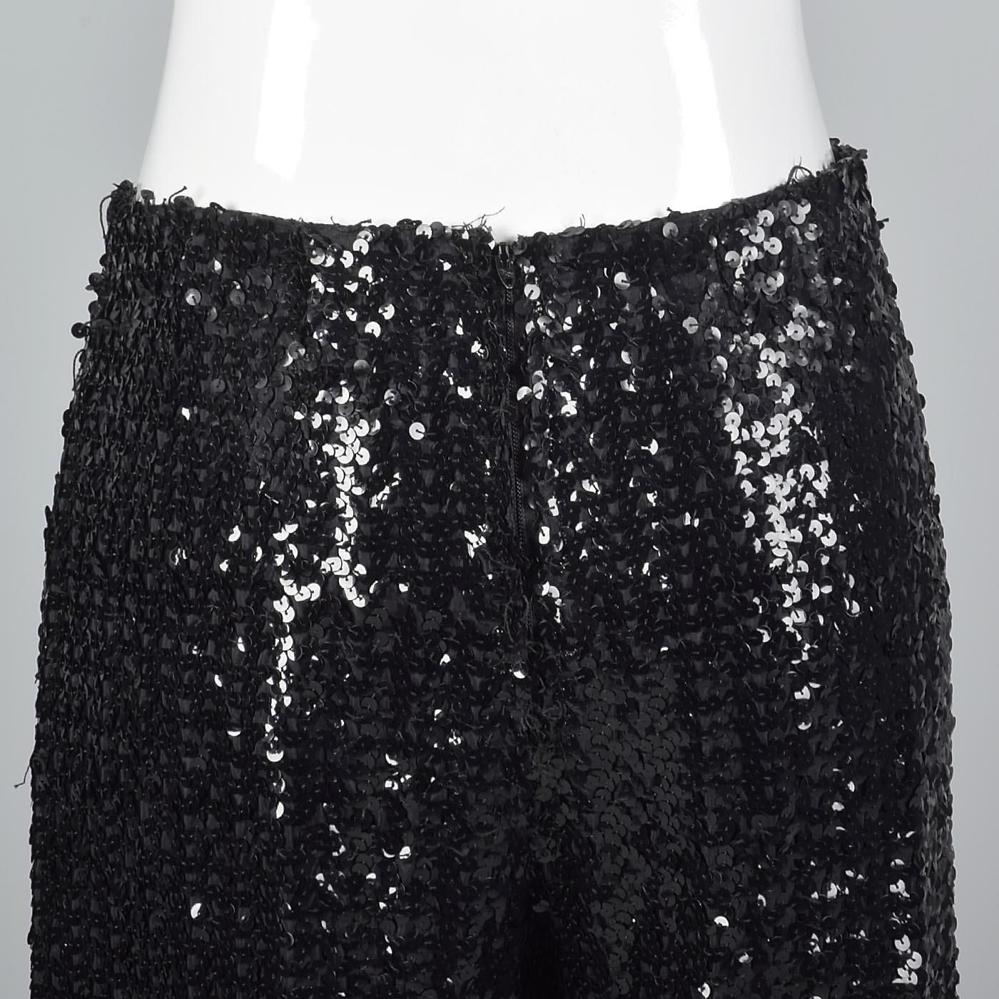 1970s Saks Fifth Avenue Black Sequin Evening Pants