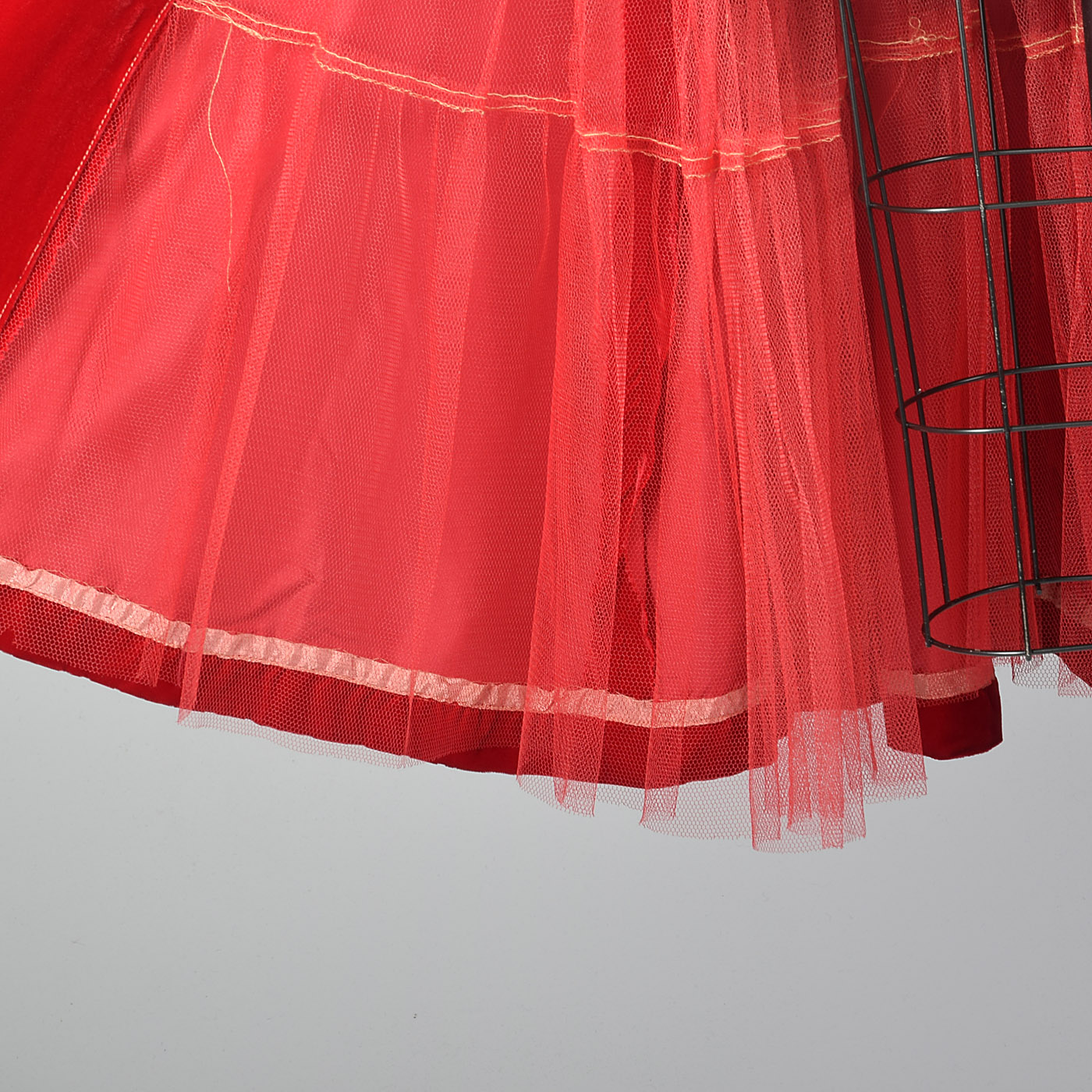 1950s Red Velvet Coat Dress with Mink Collar