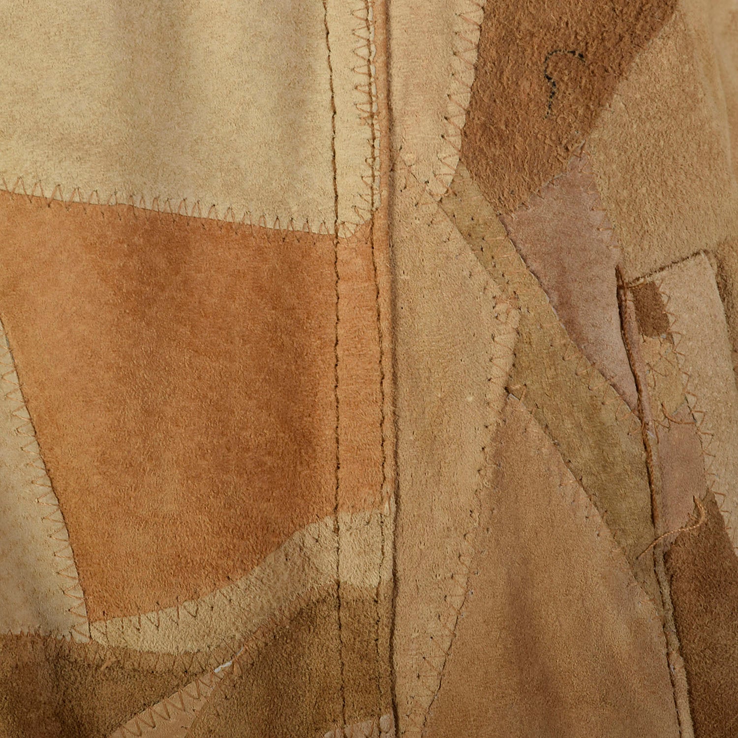 Large 1990s Patchwork Leather Coat with Faux Shearling