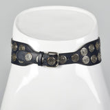 1980s Fendi Black Leather Belt with Snakeskin